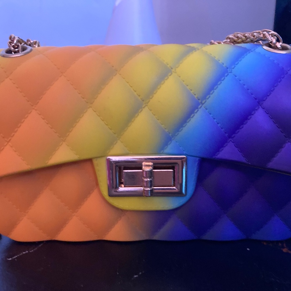 RAINBOW JELLY BUBBLE PURSE. LIKE NEW. COLORFUL